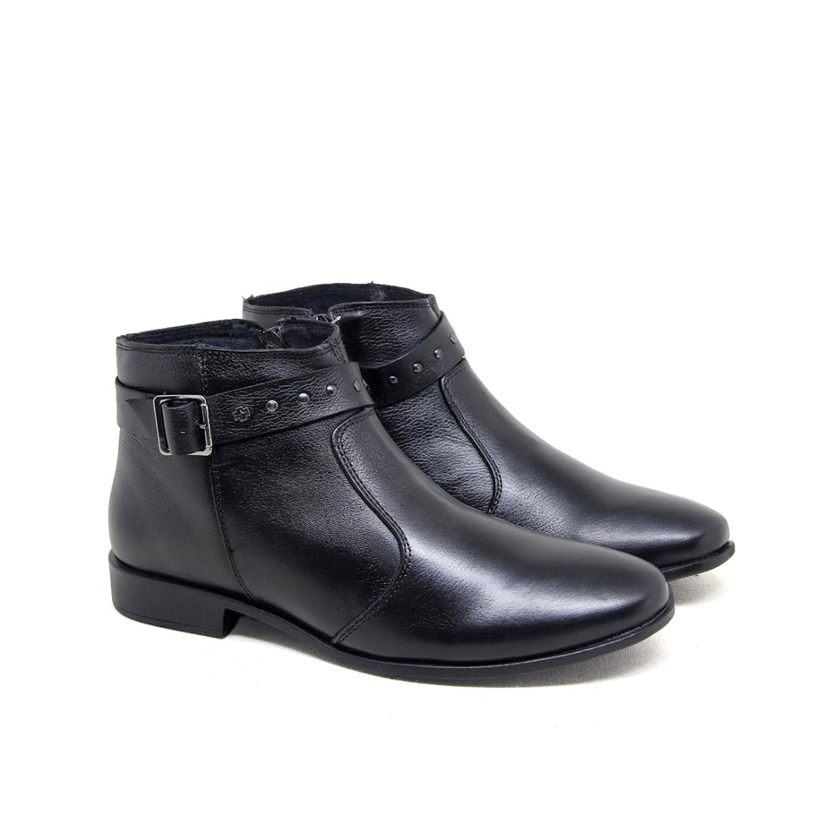 Bota feminina em Couro Perlatto Cano Baixo Preto - ZOCCOLETTE