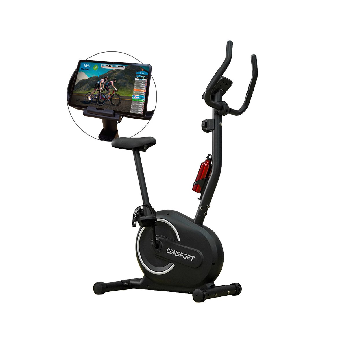 Bicicleta Vertical V-1000 Connect Bluetooth 8 Níveis Resistência Preto