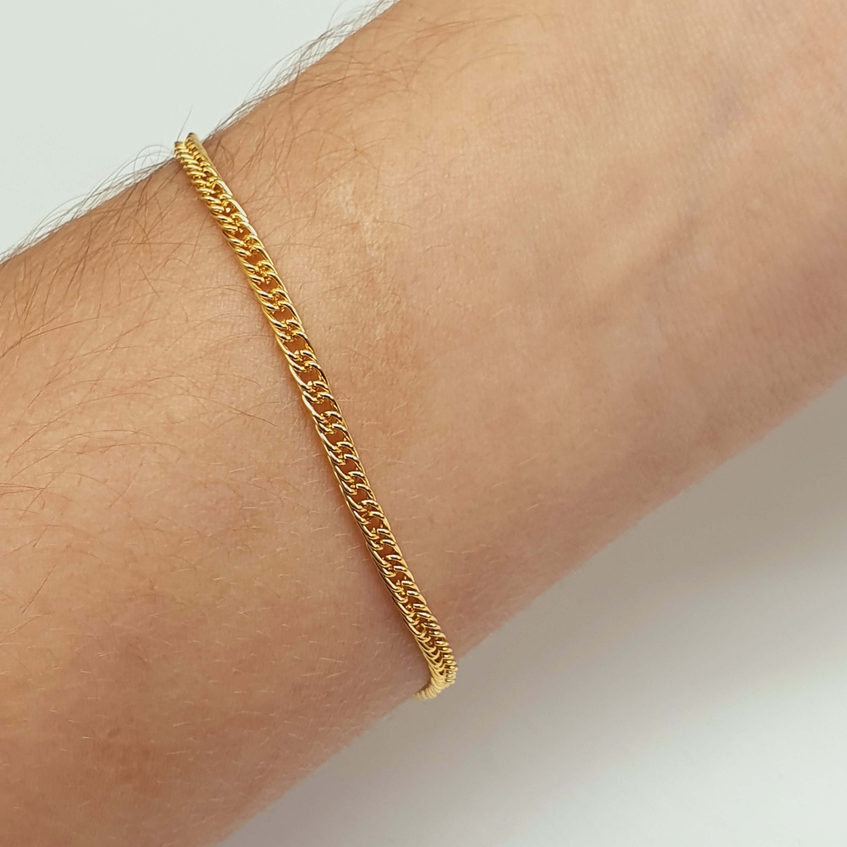 Pulseira Folheada A Ouro 18k Mini Elos Chérie Bijoux