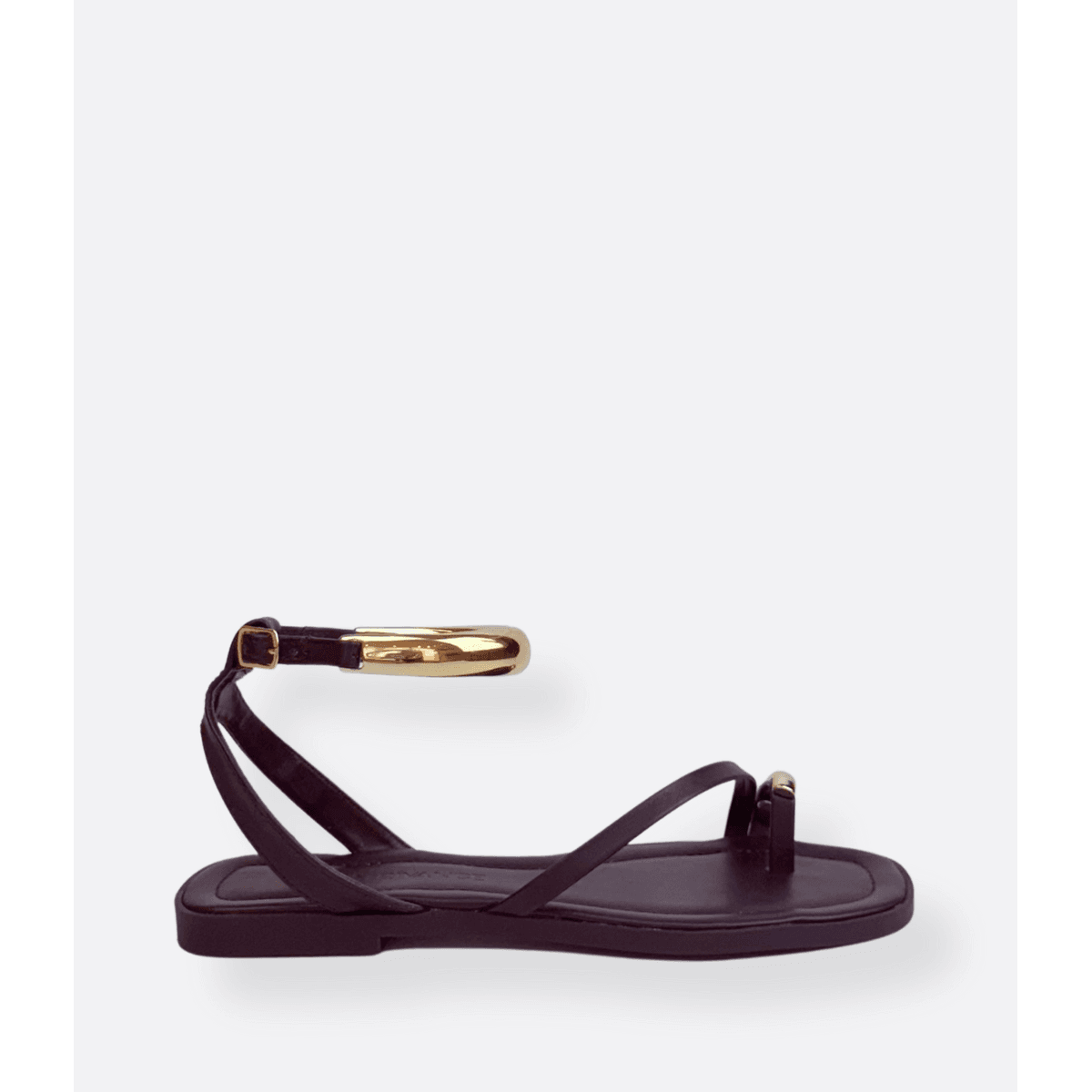 Rasteira Preta Anel de Dedo Eos