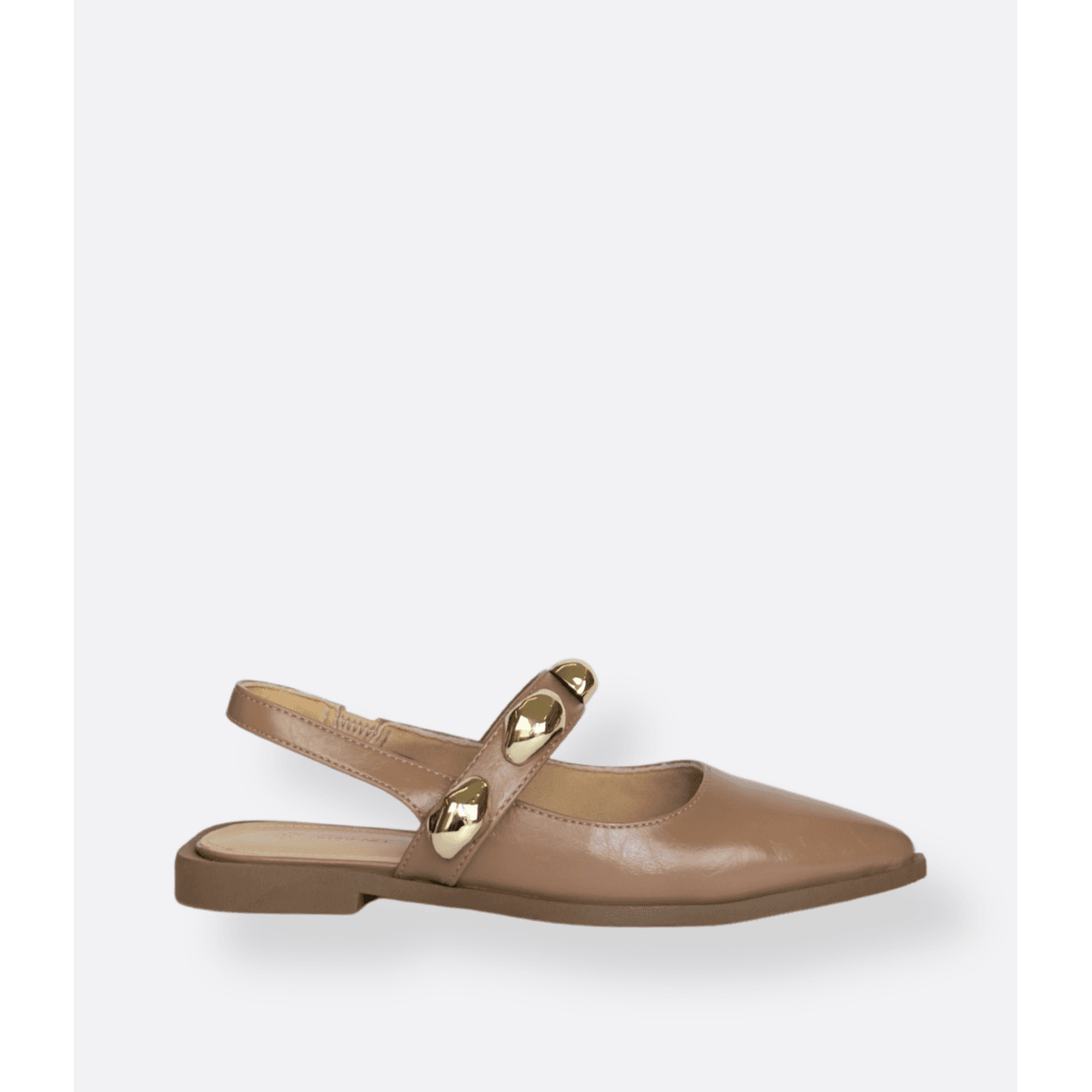 Slingback Mocca Mousse Metal Dourado Allura 