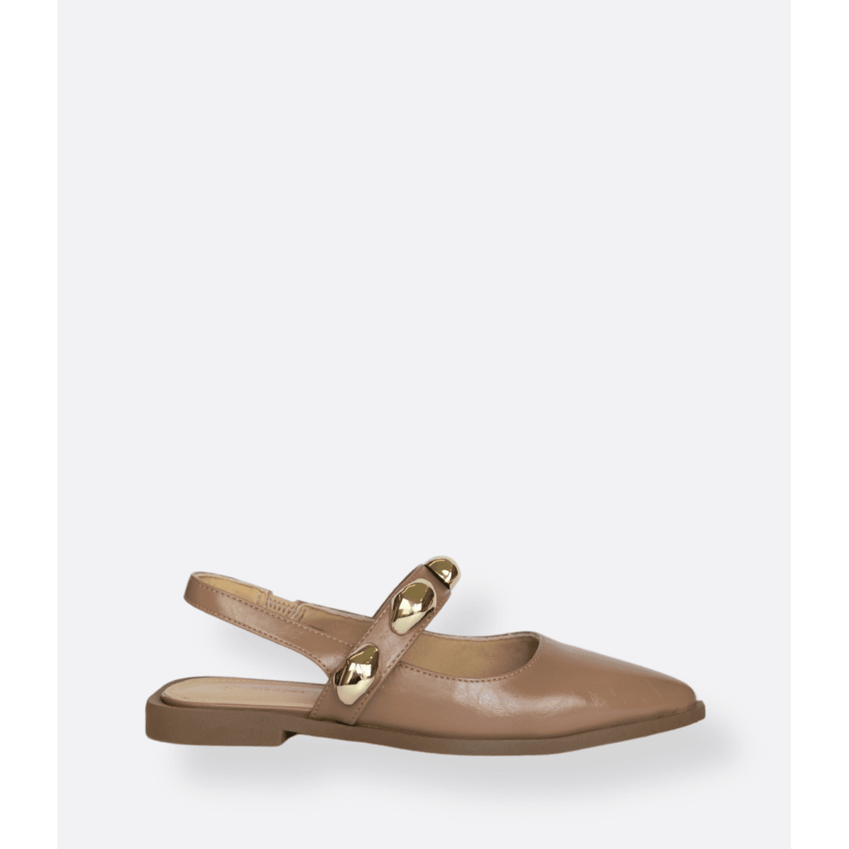 Slingback Mocca Mousse Metal Dourado Allura 