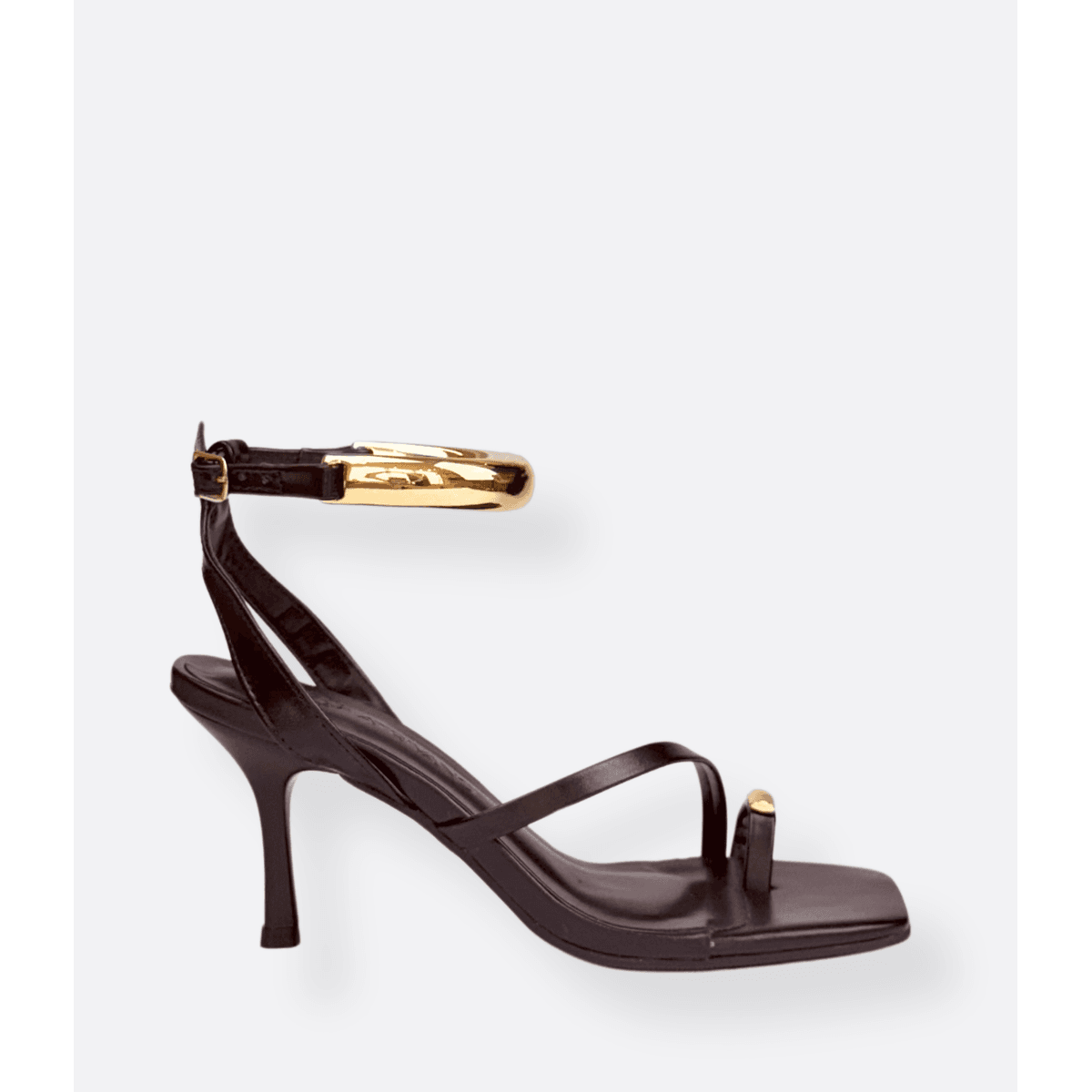 Sandália Preta Anel de Dedo Athena