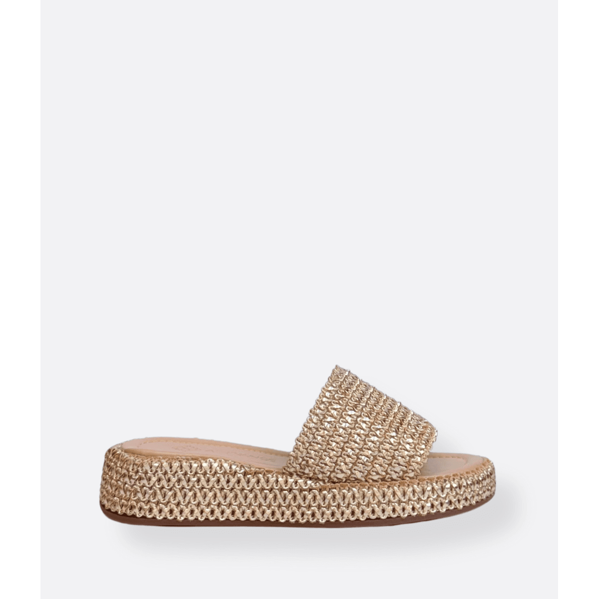 Flat em Ráfia Natural Dourada Brizze
