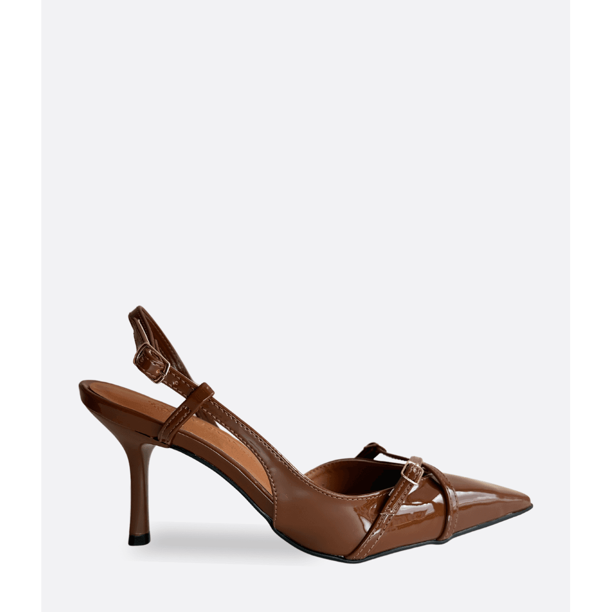 Slingback Lily Verniz Marrom