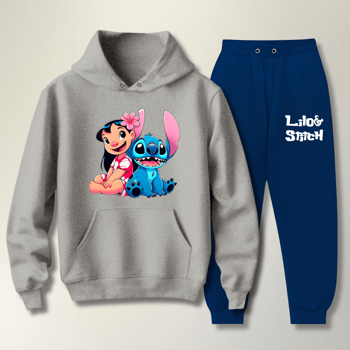 Conjunto Moletom Azul Feminino Infantil Lillo e St... - WarmOut Confecções