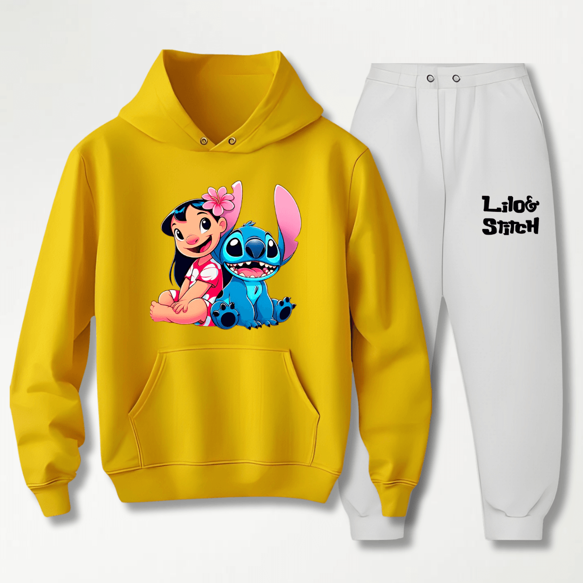 Conjunto Moletom Branco Feminino Infantil Lillo e ... - WarmOut Confecções