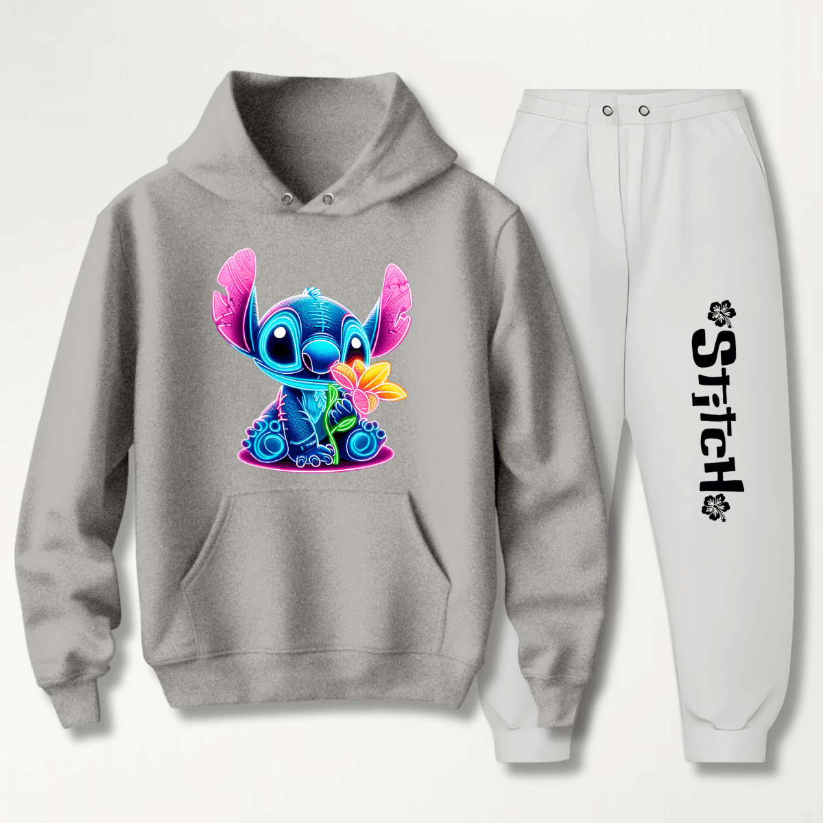 Conjunto Moletom Branco Feminino Stitch Neon - WarmOut Confecções