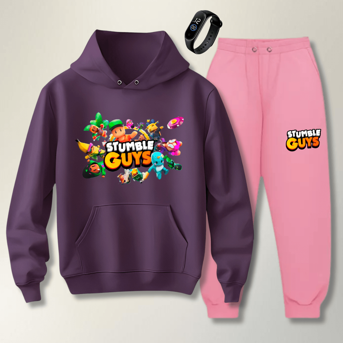 Conjunto Abrigo Moletom Rosa Infantil Stumble Guys - WarmOut Confecções
