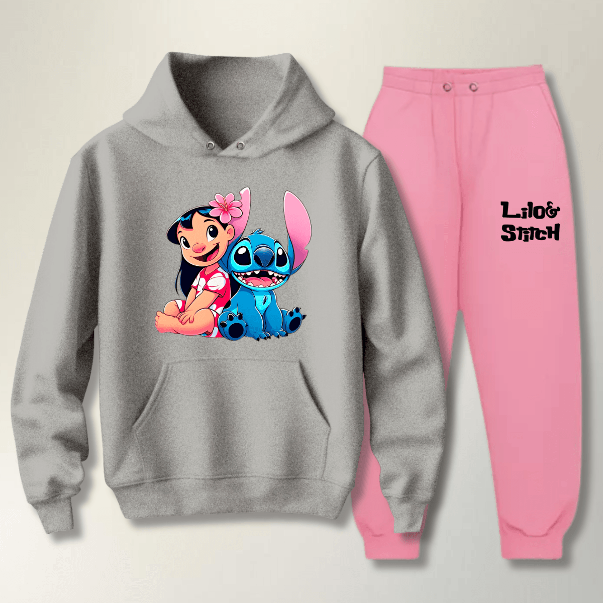 Conjunto Moletom Rosa Feminino Infantil Lillo e St... - WarmOut Confecções