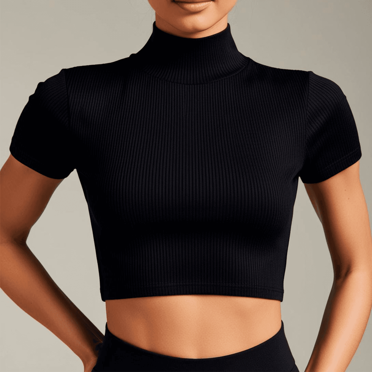 Cropped Preto Malha Canelada - WarmOut Confecções