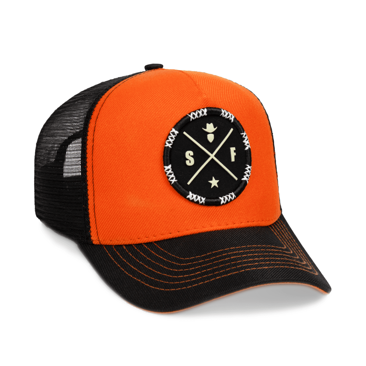 Boné Simprão Farm Laranja Brasão Preto - Simprão Farm
