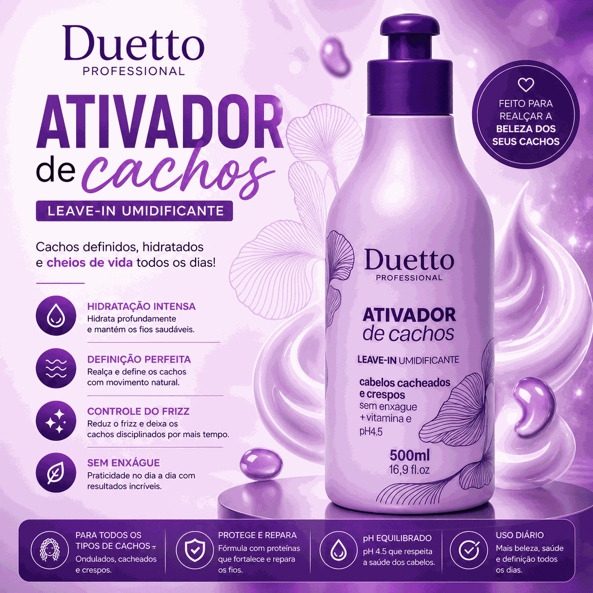 Ativador Umidificador de Cachos Duetto 500ml