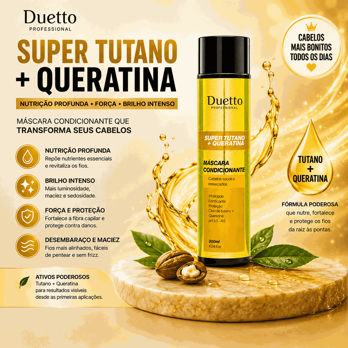 Máscara Condicionante Super Tutano + Queratina Duetto 300ml