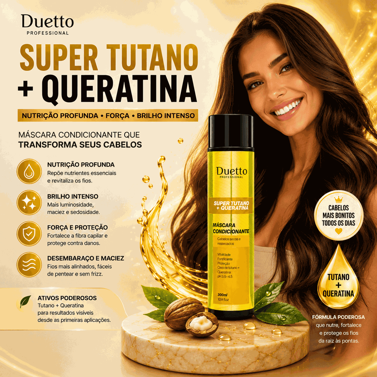 Máscara Condicionante Super Tutano + Queratina Duetto 300ml