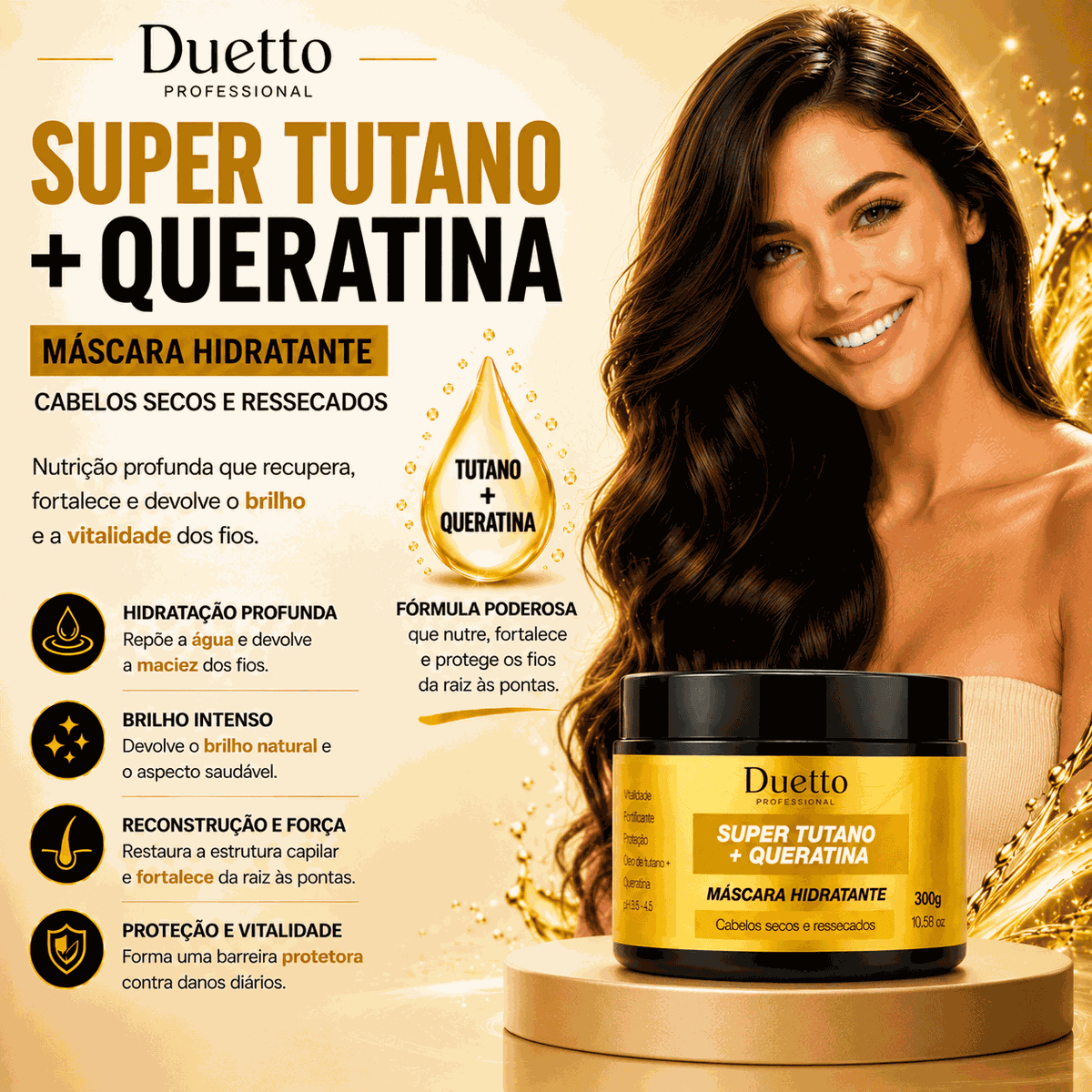 Máscara Hidratante Super Tutano + Queratina Duetto 280g