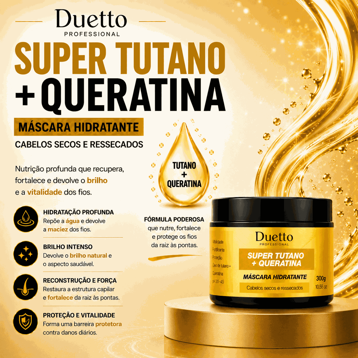 Máscara Hidratante Super Tutano + Queratina Duetto 280g