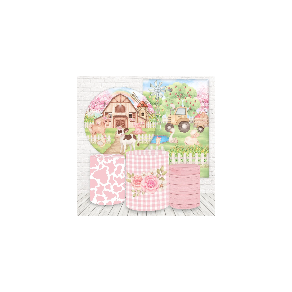 Kit 5 Peças Tema Fazendinha 78 - Kit 5 Peças 78 - Painel Festivo