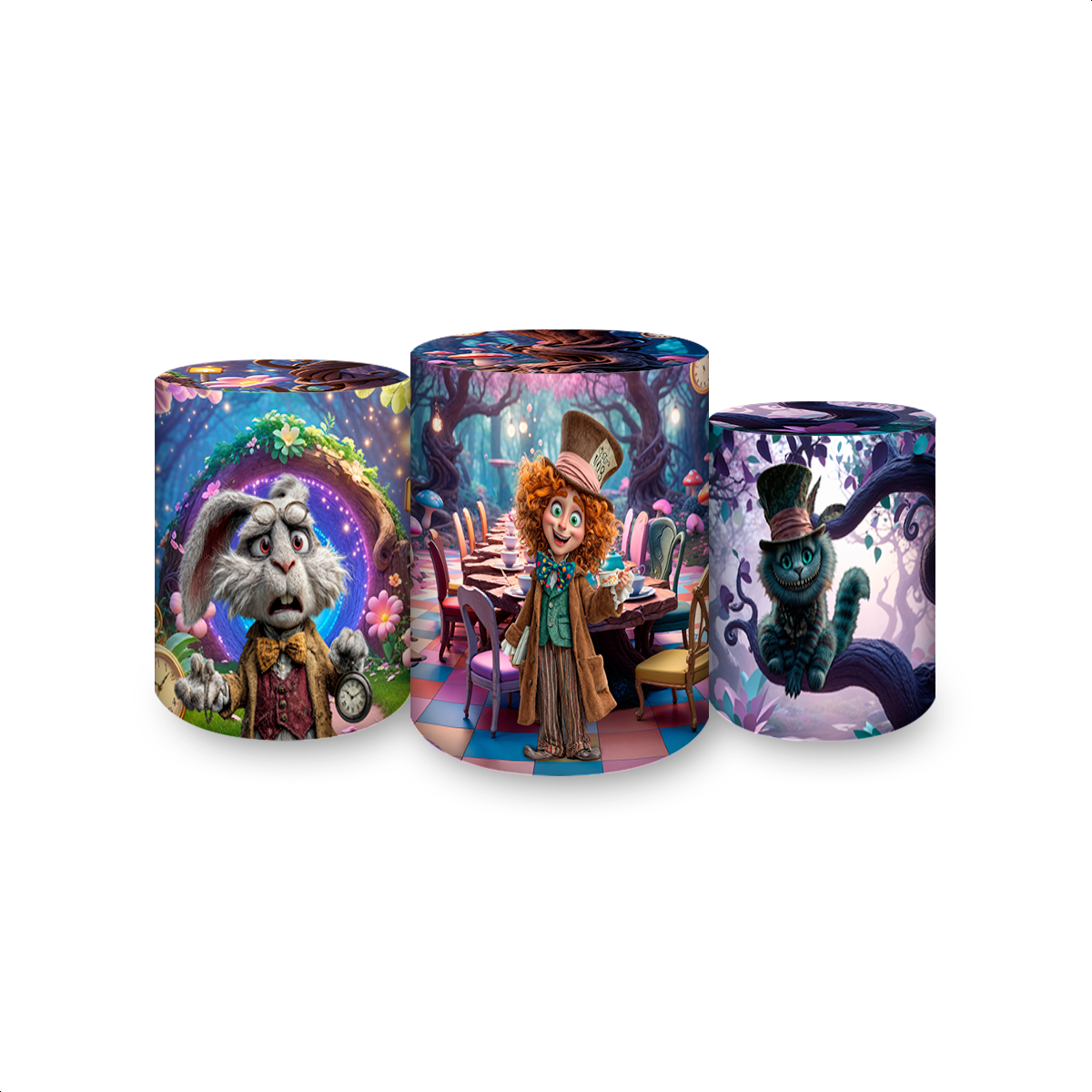 Trio Capas Cilindros Tema Alice no Pais das Maravilhas 4142 - Cilindro 4142 - Painel Festivo