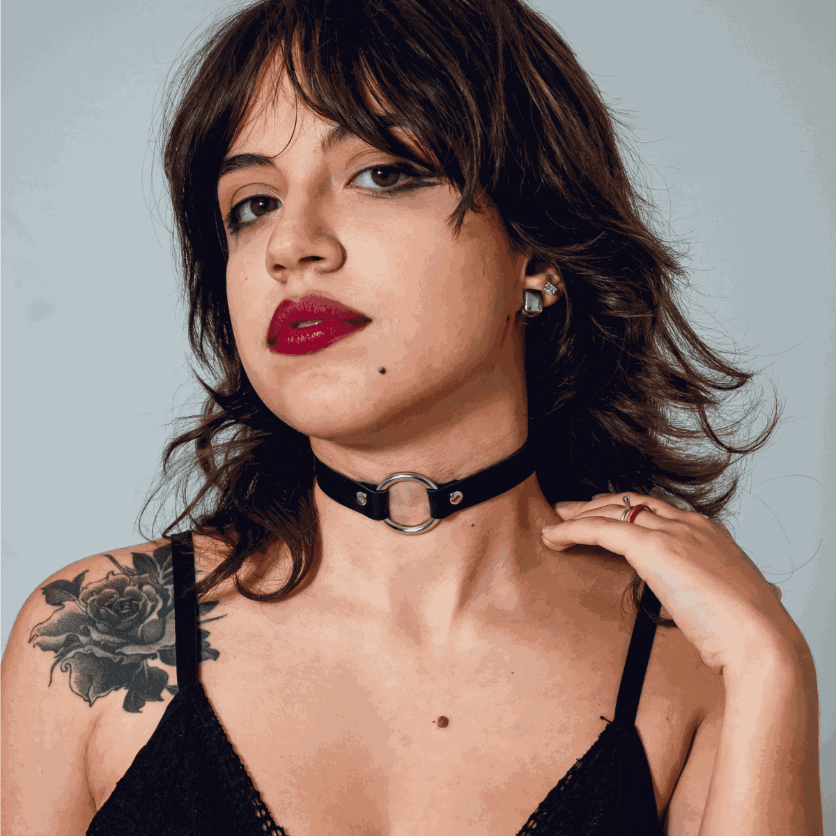 Choker Gargantilha com Argola Prateada