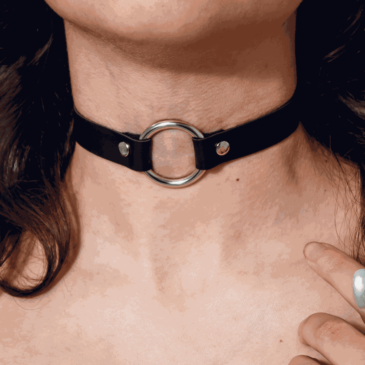 Choker Gargantilha com Argola Prateada