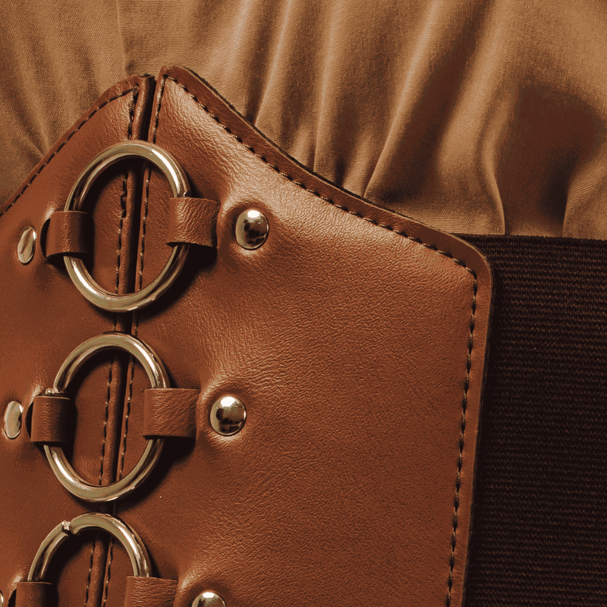 Corset Espartilho Marrom com Argolas