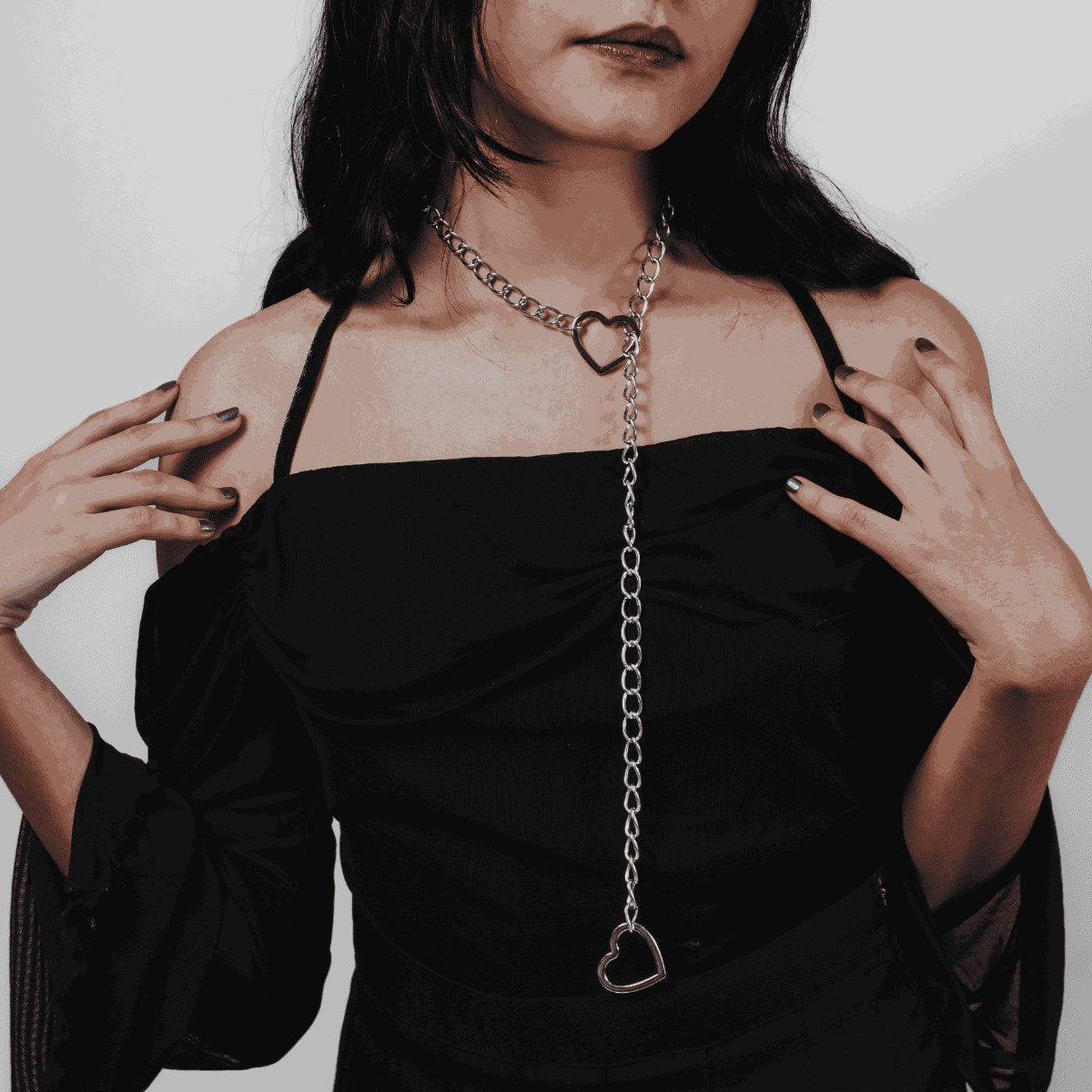 Colar Slip Chain Gravatinha Pingente de Coração Delicado