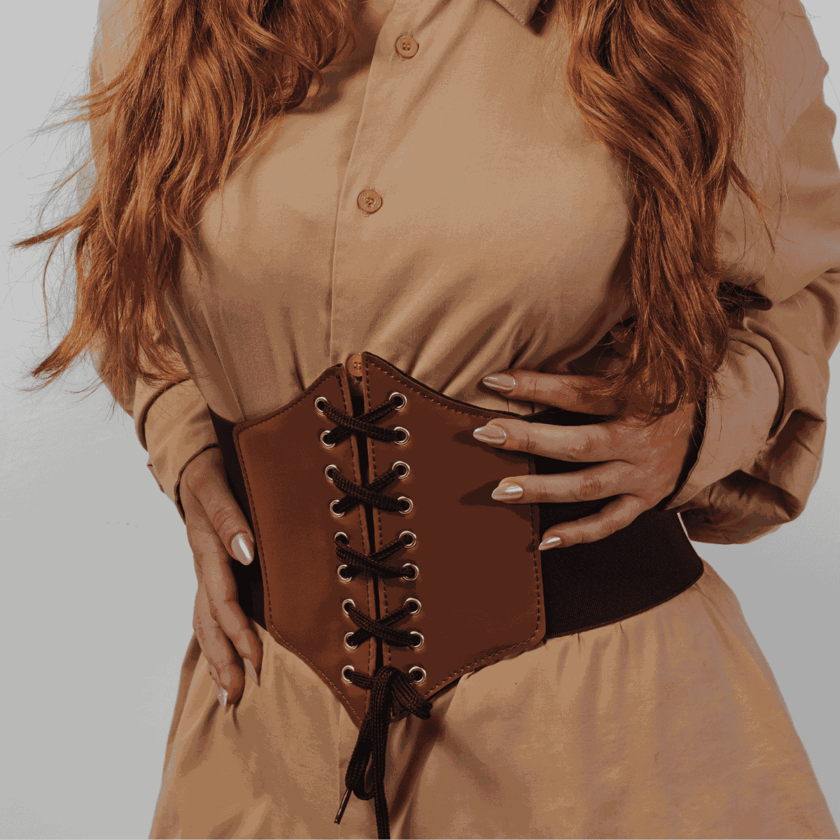 Corset Espartilho Marrom com Cadarço
