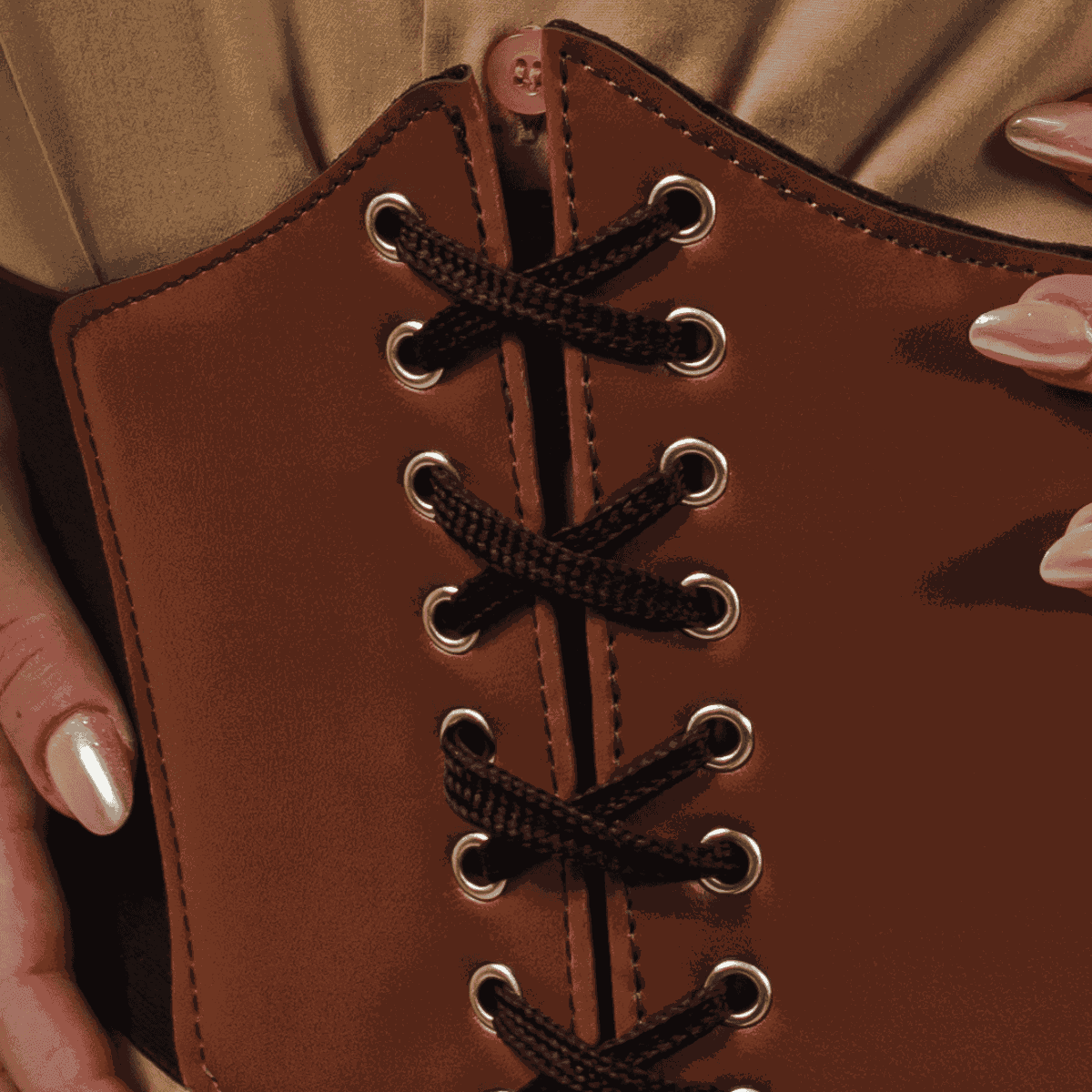 Corset Espartilho Marrom com Cadarço