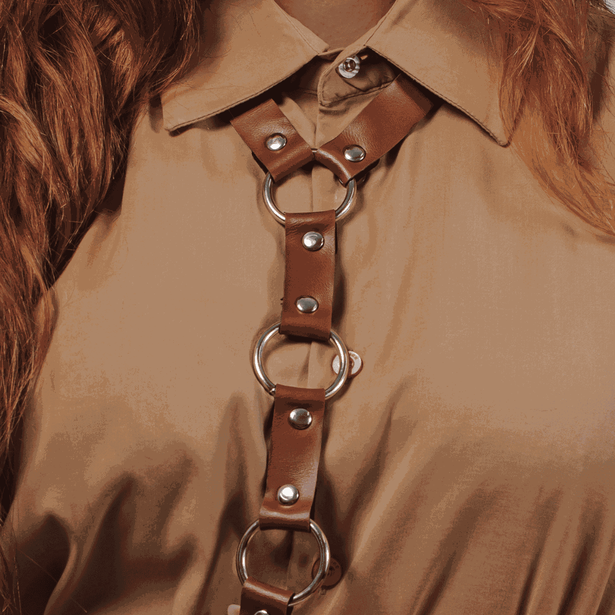 Harness Marrom de Corpo com Três Argolas