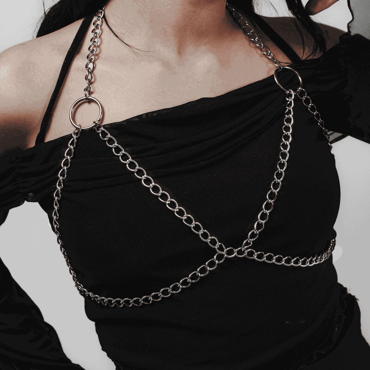 Harness de Corrente com Argolas Prateadas