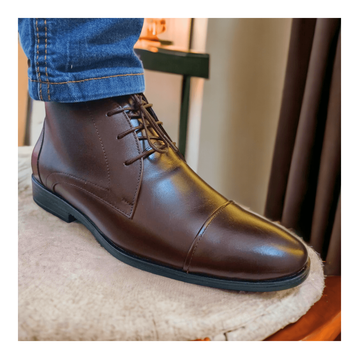 Bota Coturno Social Naturalle Café Forro de Couro 662