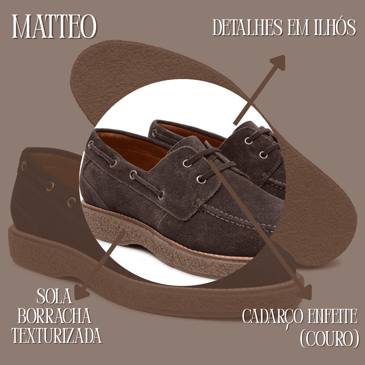 Modelo Sider Matteo Casual Masculino Em Camurça Café
