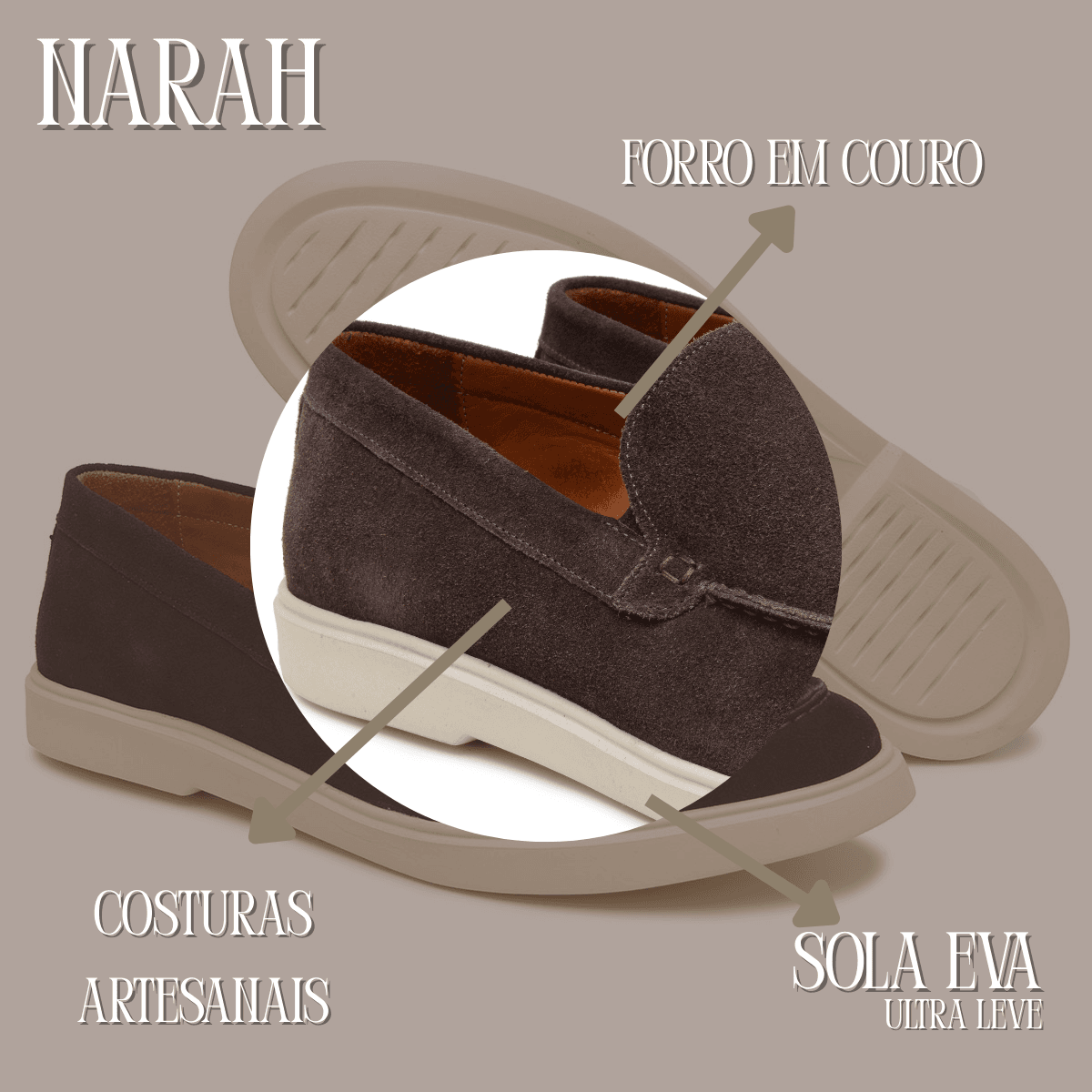 Sapato Masculino Sider NARAH Camurça Cafe