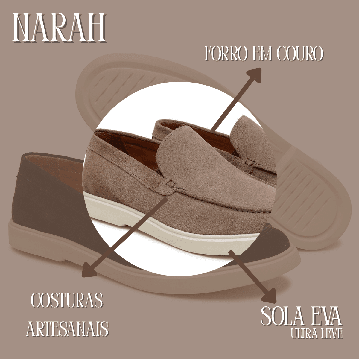 Sapato Masculino Sider NARAH Camurça Taupe 