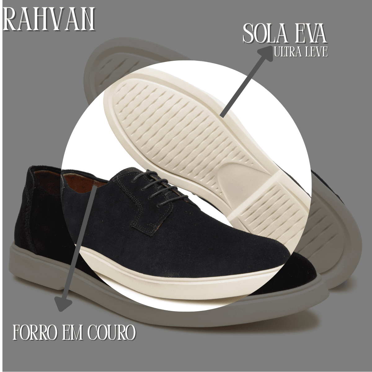 Sapato Masculino Sider Derby Rahvan Camurça Preto