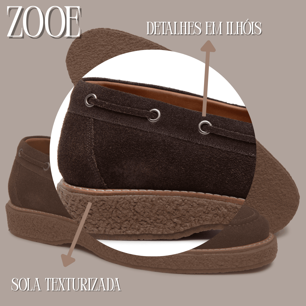 Sapato Masculino Sider ZOOE Camurça Café