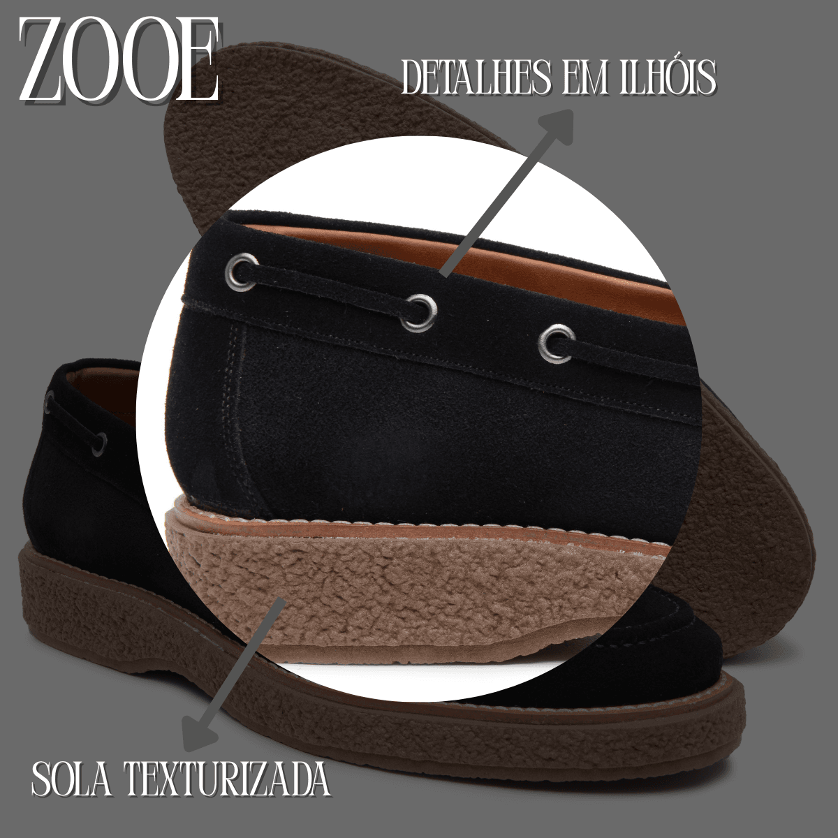 Sapato Masculino Sider ZOOE Camurça Preto