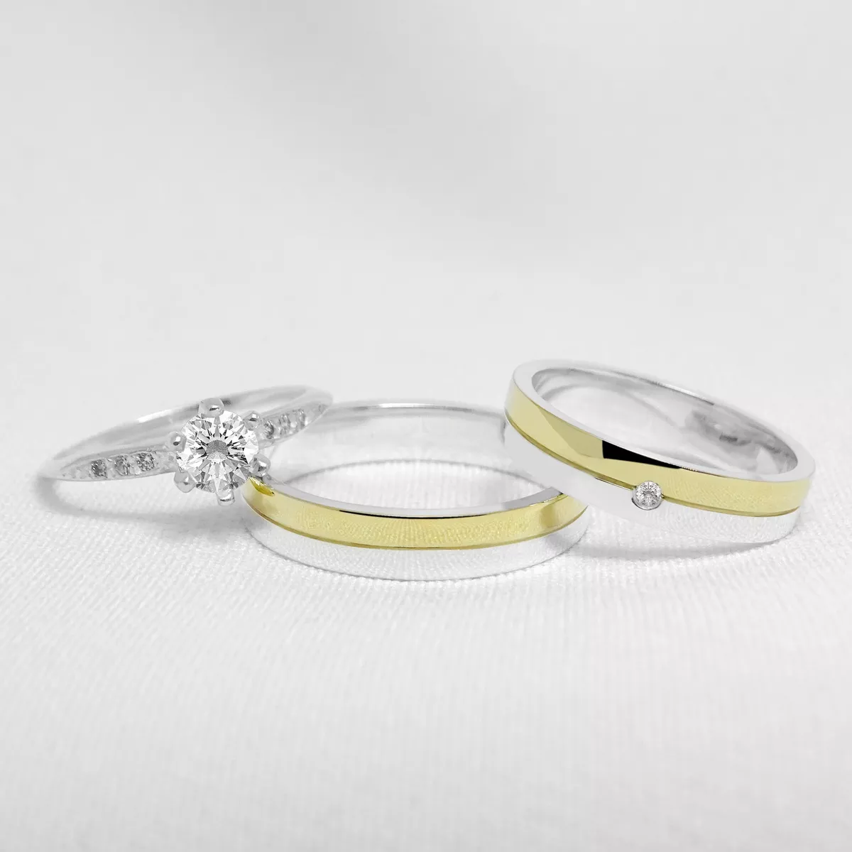 Aliança de Casamento em Ouro 4mm base em prata Ame... - PIPPER JOIAS
