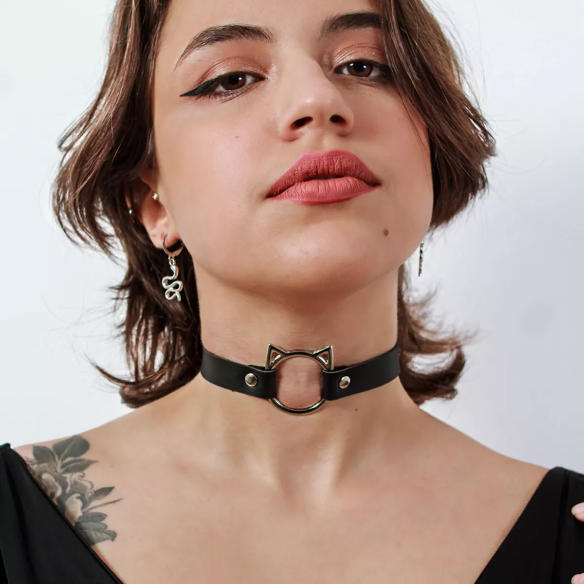 Choker Gargantilha com Pingente de Gatinho