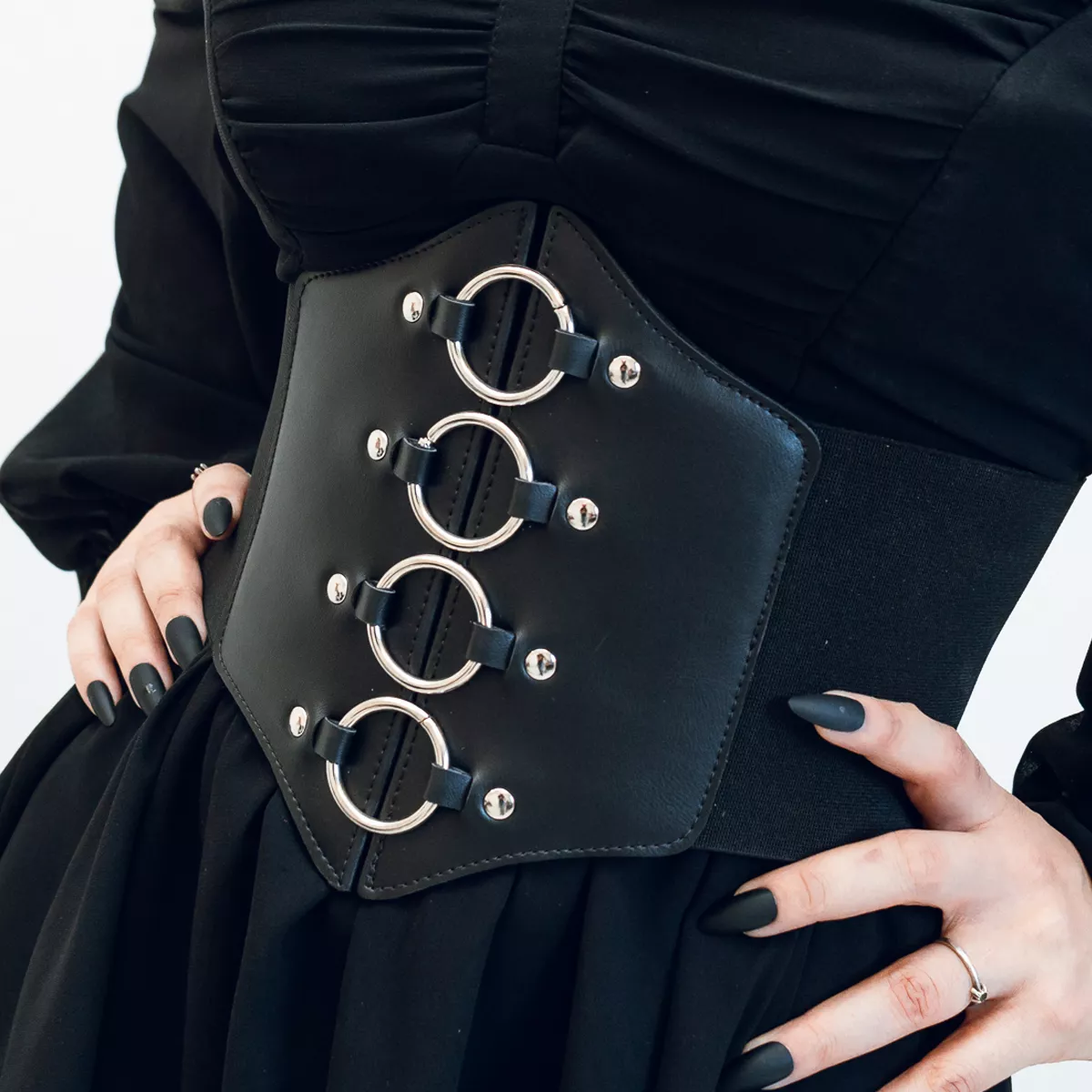 Corset Espartilho Preto com Argolas