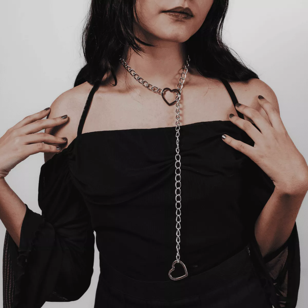 Colar Slip Chain Gravatinha Pingente de Coração Delicado
