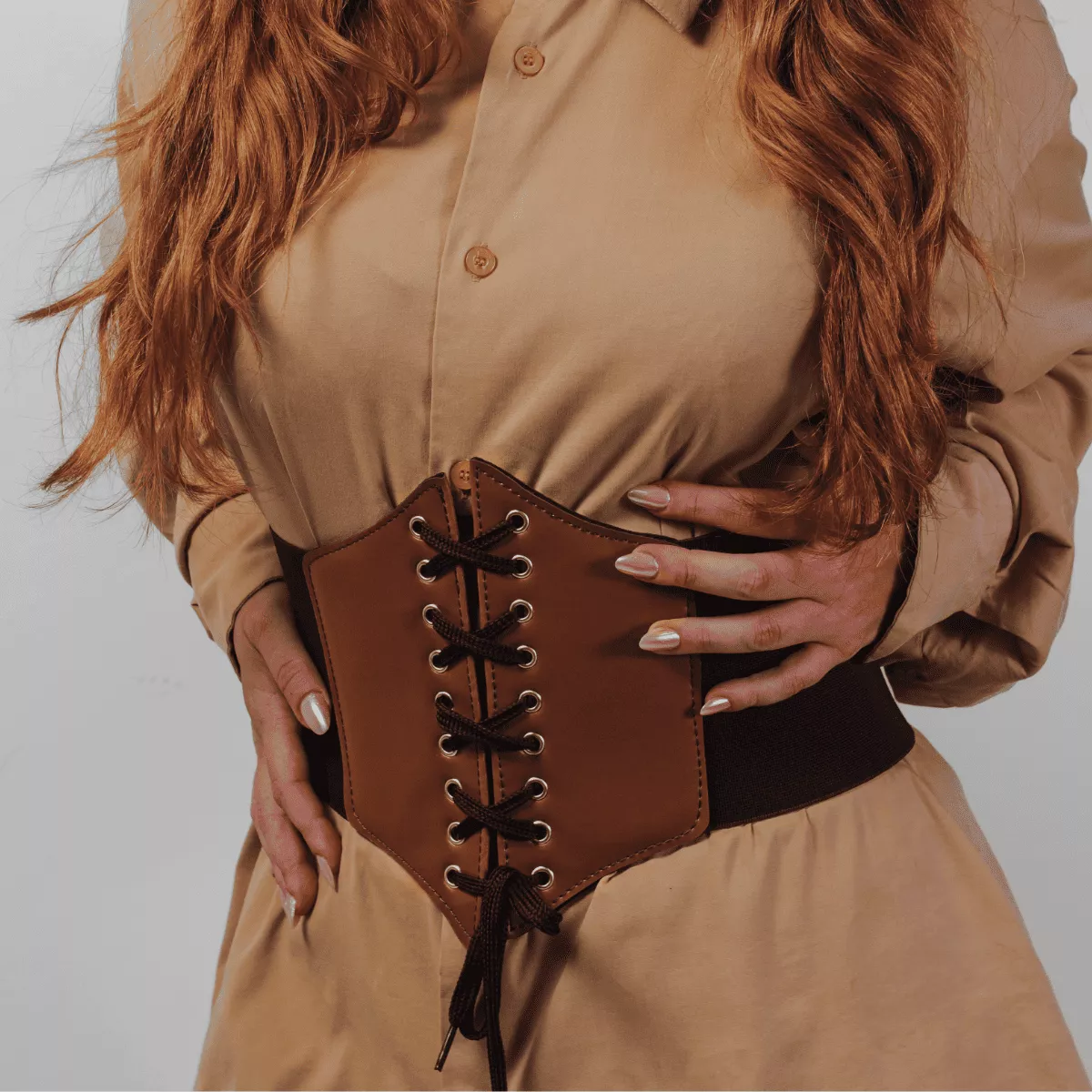 Corset Espartilho Marrom com Cadarço