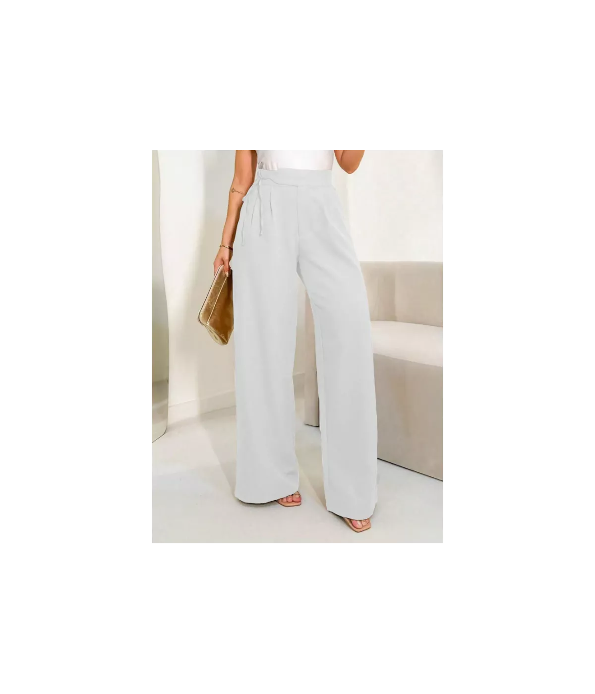 3286 Calça Feminina Alfaiataria Pantalona Cintura Alta - [Nome da Marca ...