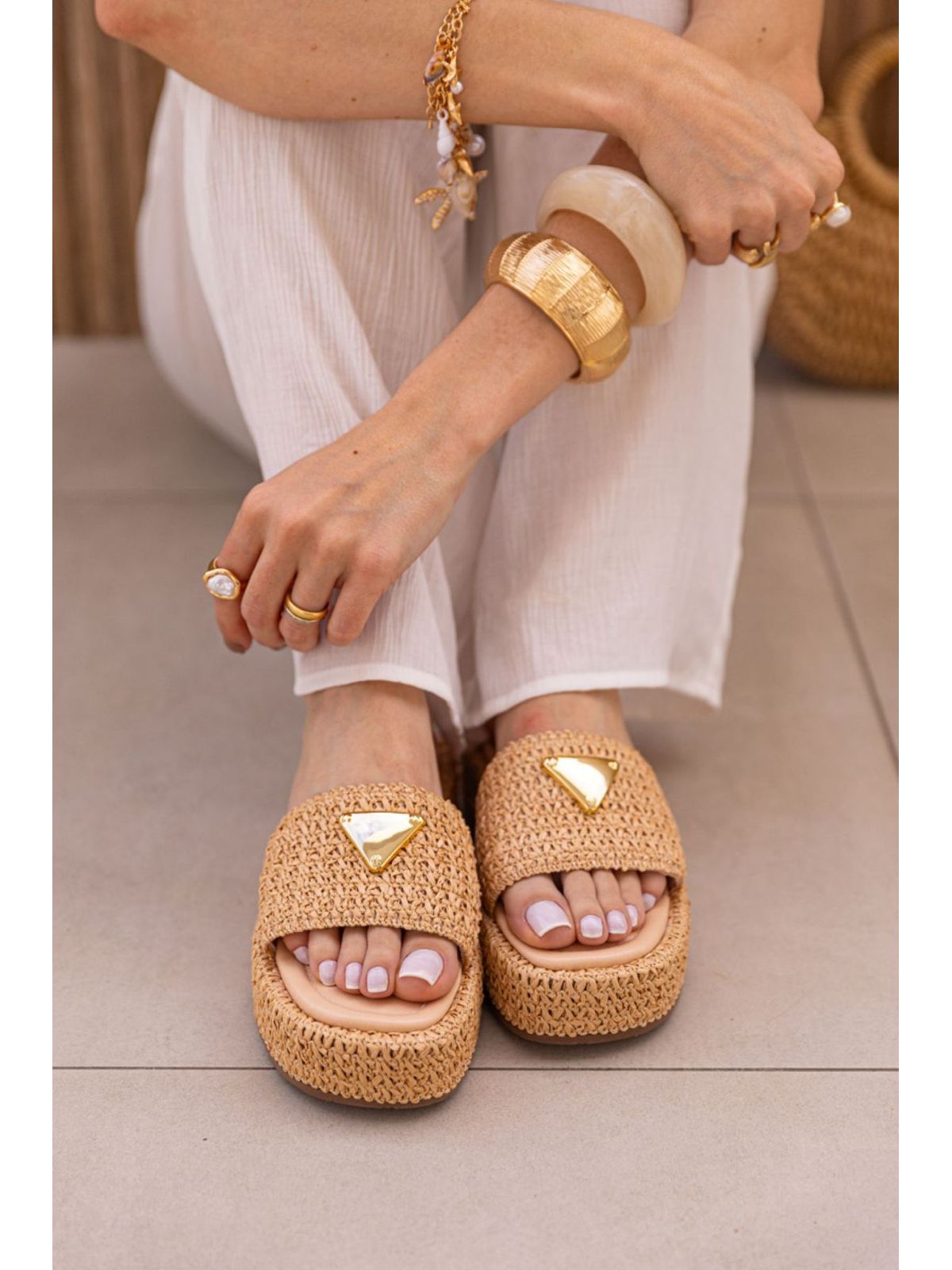 Flat Búzios Palha Natural - AMAVIE SAPATOS