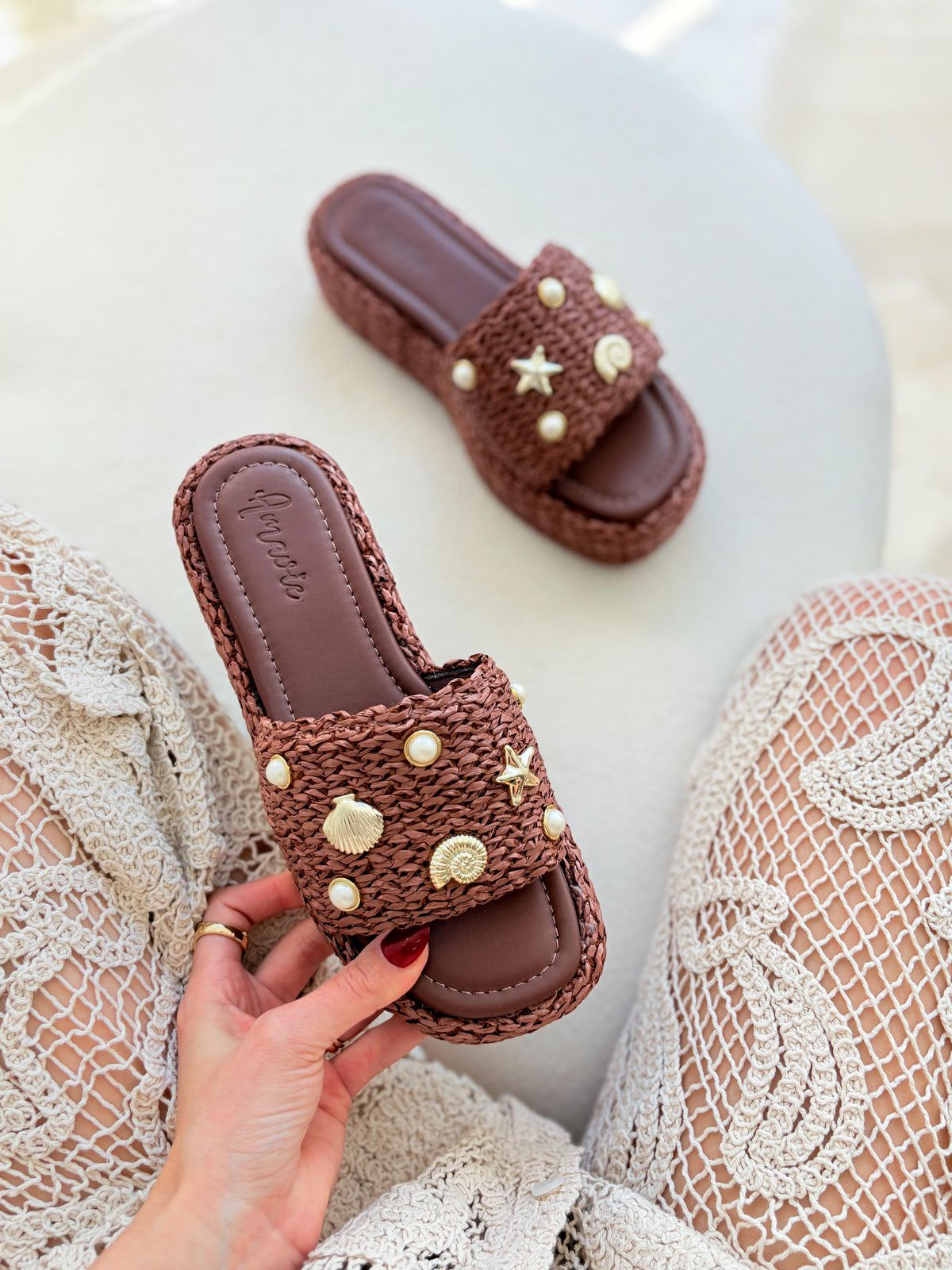 Flat Trancoso Marrom - AMAVIE SAPATOS