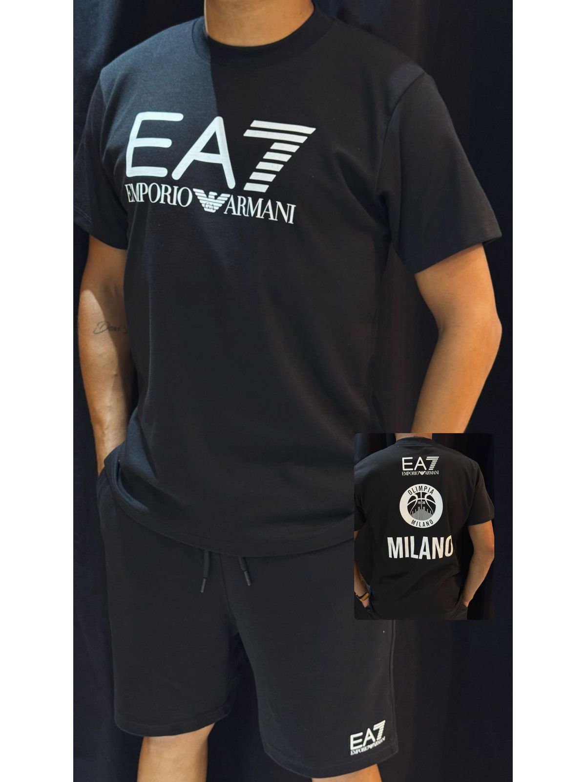 Kit Camiseta + Bermuda EA7 - Preto - 03852 - Conceito 62