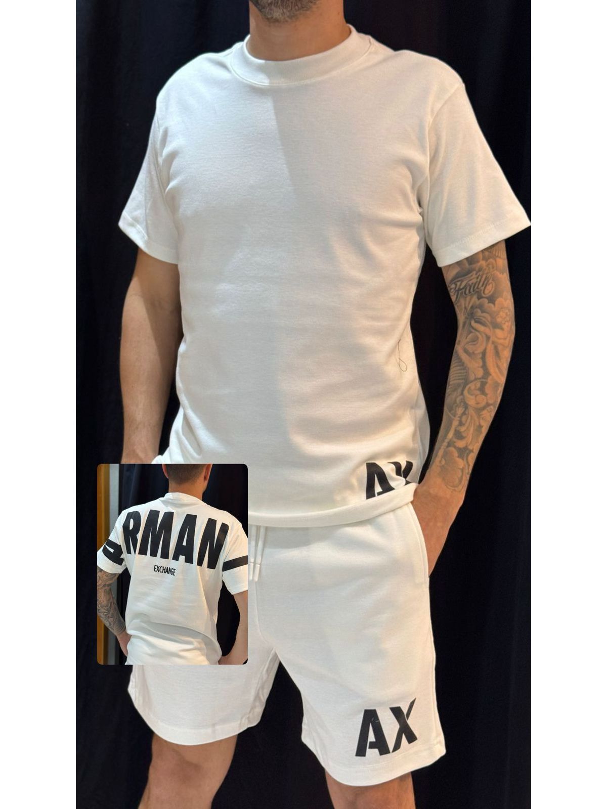 Kit Camiseta + Bermuda AX - Branco - 03853 - Conceito 62