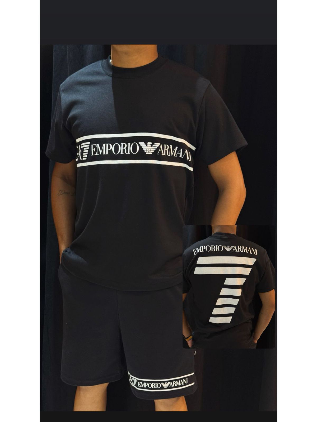 Kit Camiseta + Bermuda Ea7 - Preto - 03855 - Conceito 62