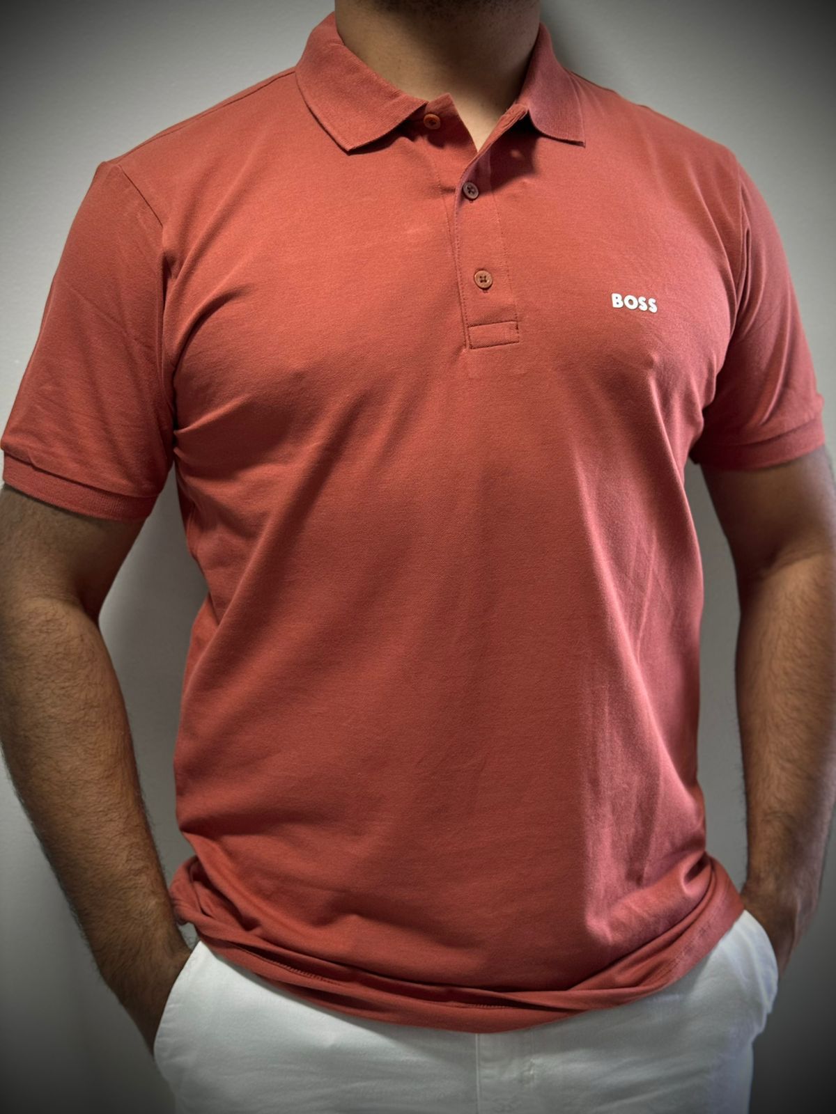 Polo Premium Bss -Bege/goiaba - 03807 - Conceito 62